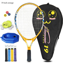 Load image into Gallery viewer, 1 Juego de raqueta de tenis, pelota de aleación de aluminio con cuerda 19/21/23/25 pulgadas con bolsa de transporte para niños, adolescentes, entrenamiento deportivo para niño y niña