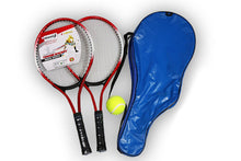 Load image into Gallery viewer, Juego de 2 raquetas de tenis para adolescentes para entrenamiento raqueta de tenis fibra de carbono Material de acero superior cuerda de tenis con bola gratis