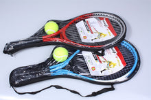 Load image into Gallery viewer, Juego de 2 raquetas de tenis para adolescentes para entrenamiento raqueta de tenis fibra de carbono Material de acero superior cuerda de tenis con bola gratis
