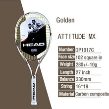 Load image into Gallery viewer, Raqueta De Tenis con cabeza, De aleación De aluminio y carbono, para hombres y mujeres, raquetas De Tenis, juego De raquetas con bolsa, pegamento para mano, entrenamiento