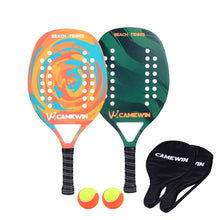 Load image into Gallery viewer, Raqueta para tenis de fibra de carbono para playa, raqueta de tenis de cara suave con 2 raquetas, 2 bolsas y 2 pelotas
