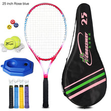 Load image into Gallery viewer, 1 Juego de raqueta de tenis, pelota de aleación de aluminio con cuerda 19/21/23/25 pulgadas con bolsa de transporte para niños, adolescentes, entrenamiento deportivo para niño y niña
