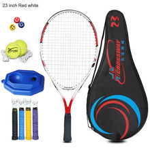 Load image into Gallery viewer, 1 Juego de raqueta de tenis, pelota de aleación de aluminio con cuerda 19/21/23/25 pulgadas con bolsa de transporte para niños, adolescentes, entrenamiento deportivo para niño y niña
