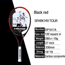 Load image into Gallery viewer, Raqueta De Tenis con cabeza, De aleación De aluminio y carbono, para hombres y mujeres, raquetas De Tenis, juego De raquetas con bolsa, pegamento para mano, entrenamiento
